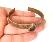 Bracelet blank Resin cuff Dry flower inlay blank Cuff bezel Glass cabochon base Textured adjustable antique bronze  (14x10mm ) G23403