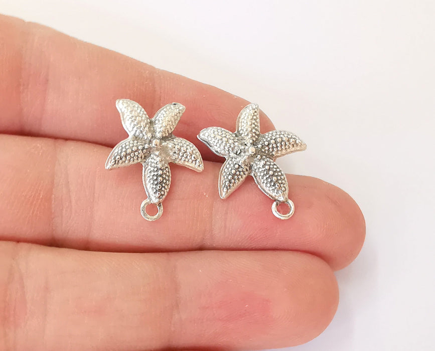 1 Pairs Starfish earring base wire Antique silver plated findings (21x17mm) G23815