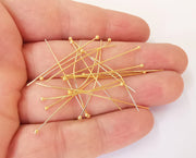 20 Ball spare head eye pins Shiny Gold plated brass eye pin (40 mm) Findings G23821