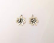 4 Flower charms Antique silver plated charms (25x21mm)  G23823