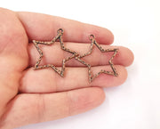 4 Hammered copper star charms Copper plated charms (37x35mm)  G23824