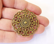 2 Sun pendant Antique bronze plated pendant( 46x43mm) G23414