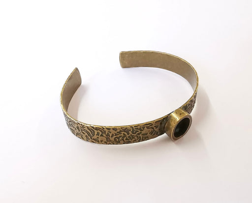 Bracelet blank Resin cuff Dry flower inlay blank Cuff bezel Glass cabochon base Textured adjustable antique bronze  (10x8mm ) G23415