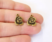 10 Rose charms Antique bronze plated charms (16x12mm) G23416