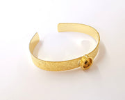 Bracelet blank resin cuff dry flower inlay blank Cuff bezel glass Cabochon base textured adjustable Shiny gold plated (10x8mm ) G23420
