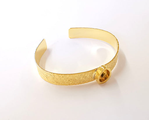 Bracelet blank resin cuff dry flower inlay blank Cuff bezel glass Cabochon base textured adjustable Shiny gold plated (10x8mm ) G23420