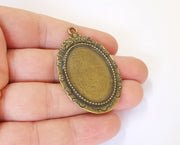 2 Frame pendant blank Antique bronze plated pendant (52x34mm) (34x24mm Blank Size)  G23421