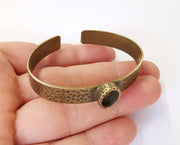 Bracelet blank Resin cuff Dry flower inlay blank Cuff bezel Glass cabochon base hammered adjustable antique bronze  (10x8mm ) G23424