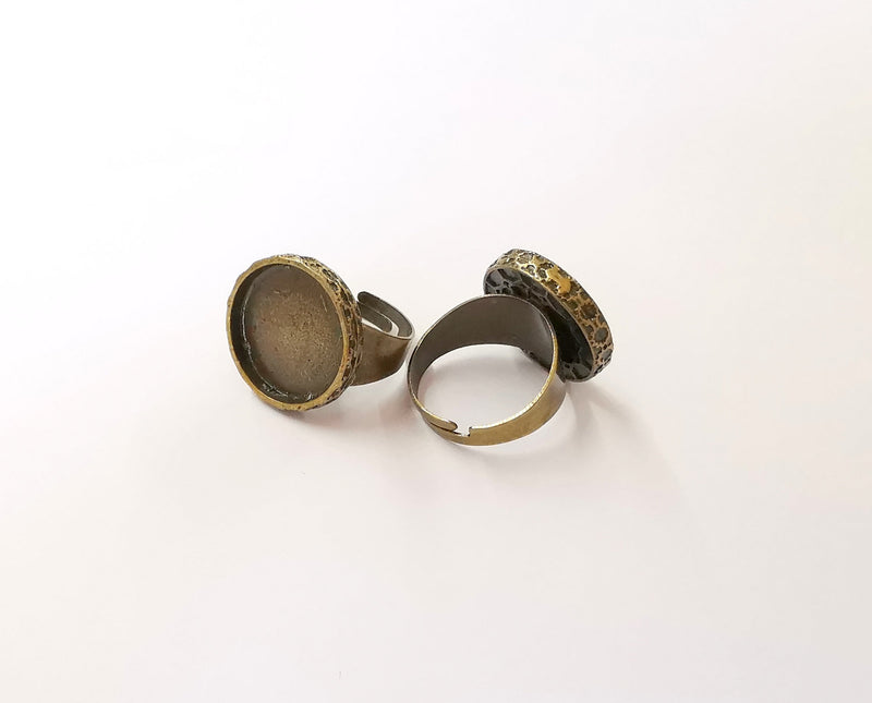 Antique bronze ring blank setting Cabochon base inlay Ring backs mounting Adjustable ring bezel (17mm blank) Antique bronze plated G23427