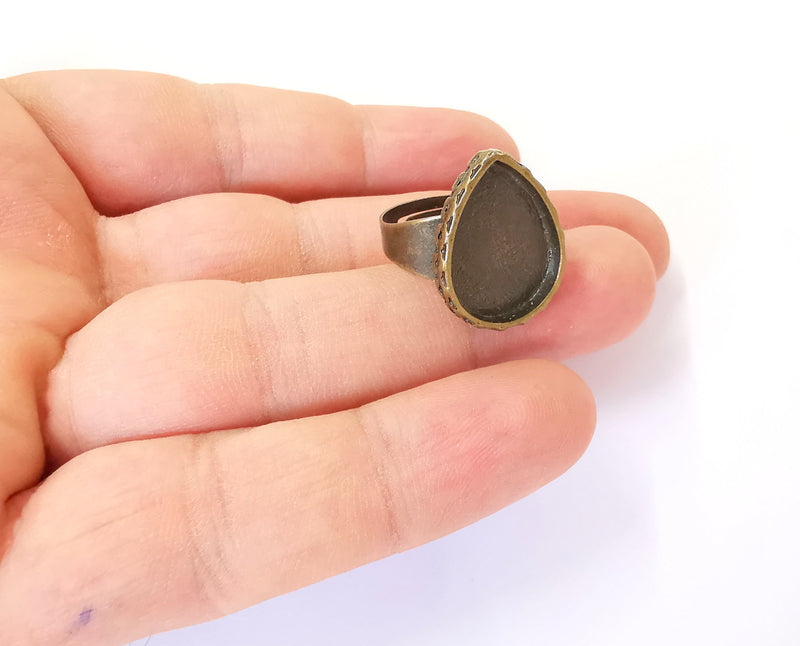 Antique bronze ring blank setting Cabochon base inlay Ring backs mounting Adjustable ring bezel (19x14mm blank) Antique bronze plated G23433