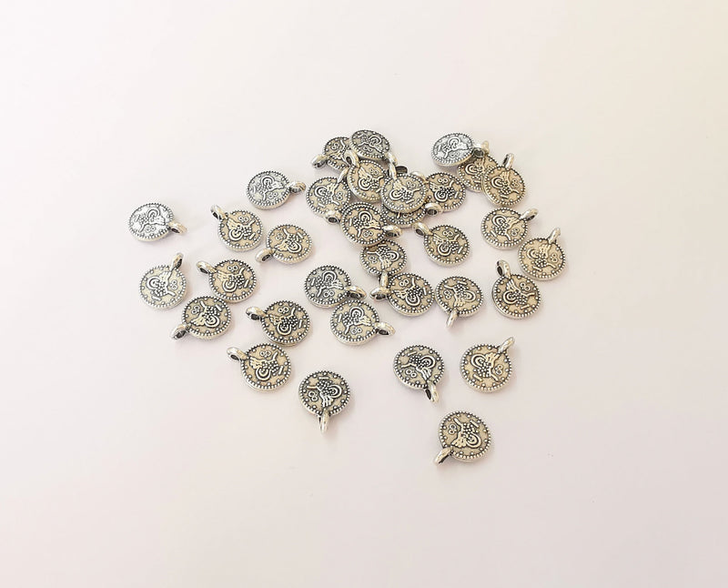 20 Coin charms (Double Sided) Antique silver plated charms (10x8mm)  G23833