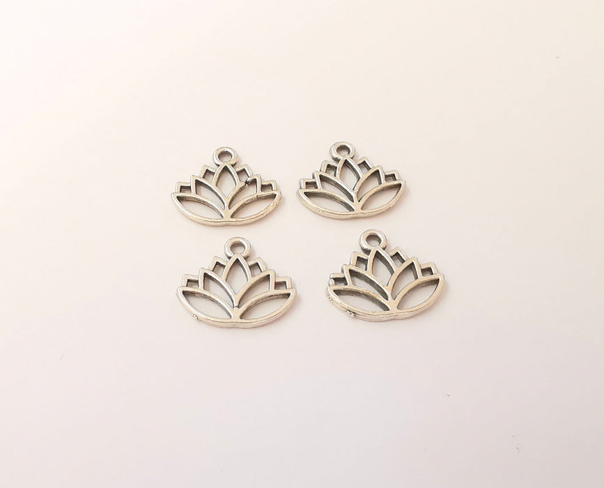 10 Lotus charms Antique silver plated charms (16x14mm)  G23441