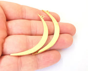 2 Crescent charm 24K Shiny gold plated charms (60x6mm)  G23443