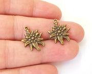 10 Lotus Charms Antique Bronze Plated Charms (21x17mm)  G23444