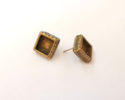 Earring blank backs Antique bronze resin base inlay blank cabochon mountings setting Antique bronze plated  (10x10mm blank) 1 pair G23448