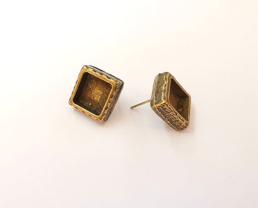 Earring blank backs Antique bronze resin base inlay blank cabochon mountings setting Antique bronze plated  (10x10mm blank) 1 pair G23448