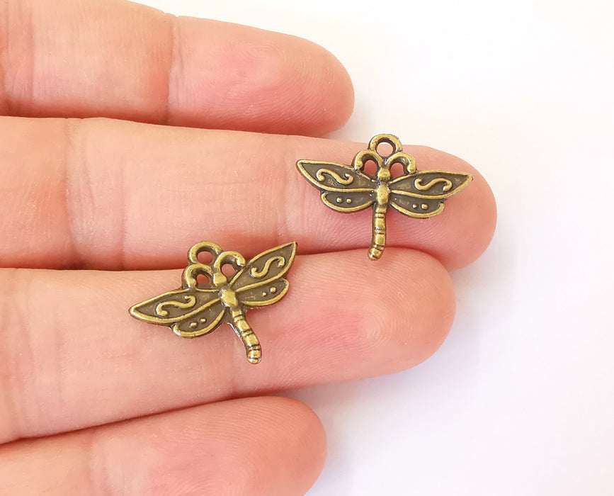 10 Dragonfly charms Antique bronze Plated charms (23x17mm) G23452