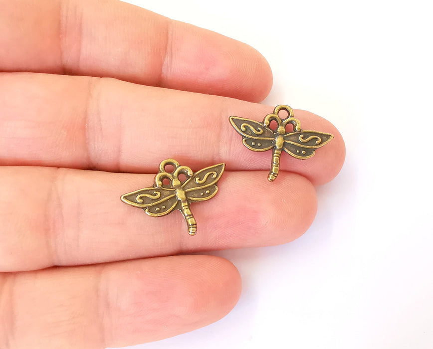 10 Dragonfly charms Antique bronze Plated charms (23x17mm) G23452