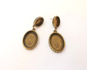 Earring blank backs Hammered antique bronze Resin base inlay blank Cabochon mountings Antique Bronze (25x18 + 14x10mm blanks) 1 pair G23454