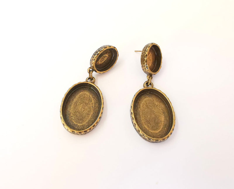 Earring blank backs Hammered antique bronze Resin base inlay blank Cabochon mountings Antique Bronze (25x18 + 14x10mm blanks) 1 pair G23454