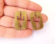 2 Cactus charms connector Antique bronze plated charms (32x20mm)  G23461