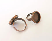 Copper ring blank setting cabochon base inlay ring backs mounting adjustable ring base bezel (18x15mm blank) Antique copper plated G23468