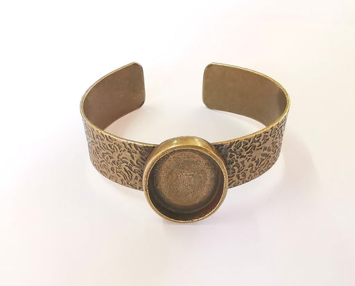 Bracelet blank resin dry flower inlay blank Cuff bezel glass Cabochon base textured adjustable Antique bronze (30x22mm ) G23470