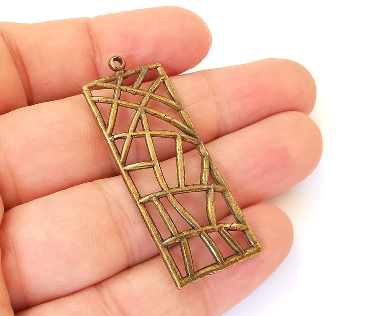 2 Rectangle charms Antique bronze plated charms (51x20mm) G23472