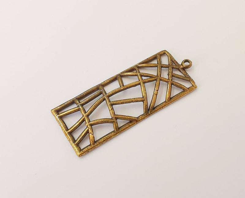 2 Rectangle charms Antique bronze plated charms (51x20mm) G23472
