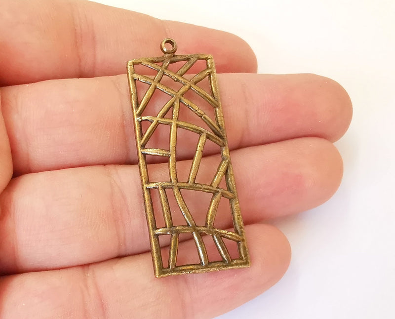 2 Rectangle charms Antique bronze plated charms (51x20mm) G23472