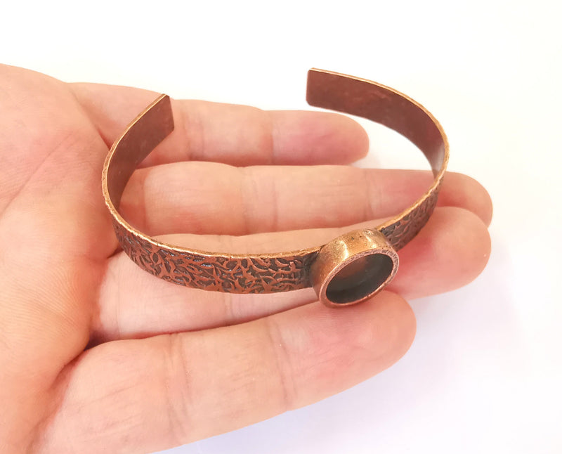 Bracelet blank Resin cuff Dry flower inlay blank Cuff bezel Glass cabochon base textured adjustable Antique copper (12mm ) G23471