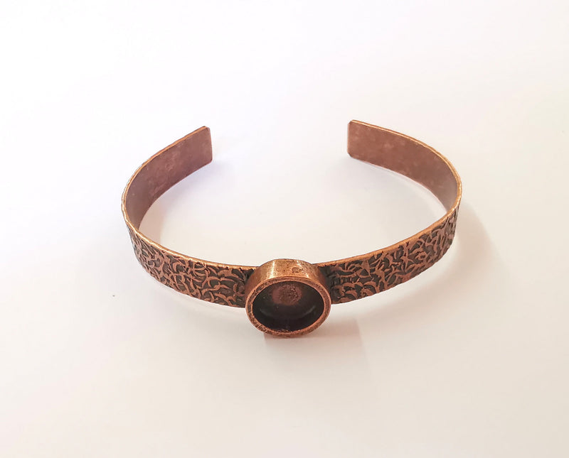 Bracelet blank Resin cuff Dry flower inlay blank Cuff bezel Glass cabochon base textured adjustable Antique copper (12mm ) G23471