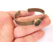 Bracelet blank resin cuff dry flower inlay blank Cuff bezel glass Cabochon base textured adjustable Antique bronze (12mm ) G23475