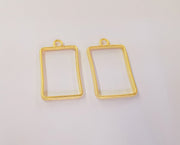 2 Rectangle bezel frame charms Gold plated charms (39x23mm) G23483