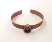 Bracelet blank Resin cuff Dry flower inlay blank Cuff bezel Glass cabochon base Textured adjustable Antique copper (14x10mm ) G23486