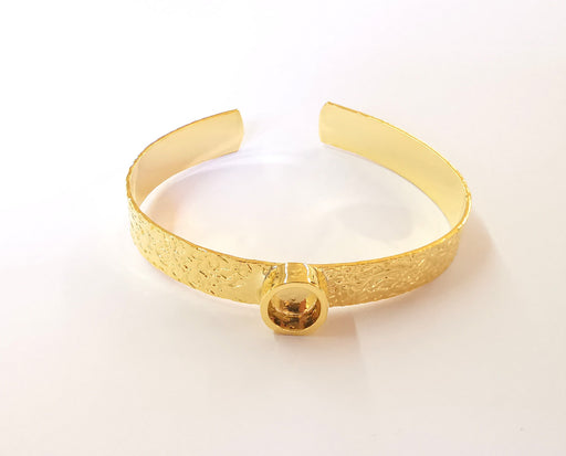 Bracelet Blank Resin Cuff Dry Flower inlay Blank Cuff Bezel Glass Cabochon Base Textured Adjustable Shiny gold plated (10x8mm ) G23487
