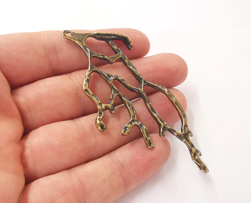 2 Coral charm Antique bronze plated charm (85mm) G23493