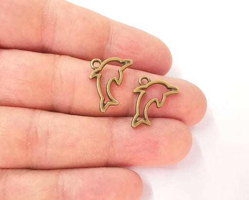 10 Dolphin charms Antique bronze plated charms (22x14mm)  G23497