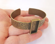 Bracelet blank resin cuff dry flower inlay blank Cuff bezel glass Cabochon base textured adjustable Antique bronze (25x10mm ) G23499