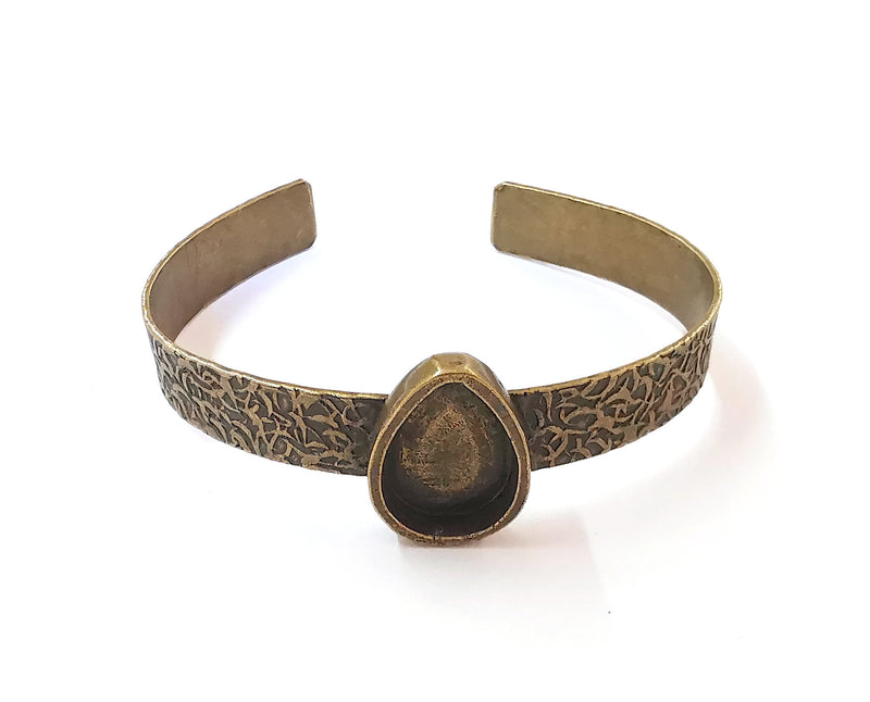Bracelet blank resin cuff dry flower inlay blank Cuff bezel glass Cabochon base textured adjustable Antique bronze (18x13mm ) G23502