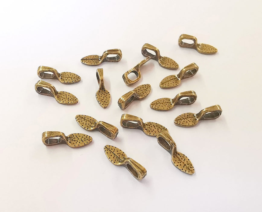 10 Glue on bails Antique bronze plated findings (15x5 mm)  G23503