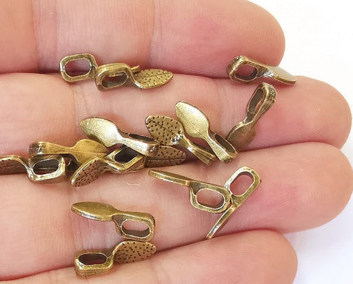 10 Glue on bails Antique bronze plated findings (15x5 mm)  G23503