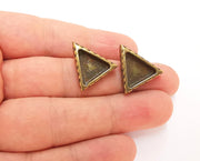 Earring blank backs base setting Hammered resin blank Cabochon base inlay mounting Antique bronze plated (14x13mm) 1pair G23520