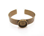 Bracelet blank Resin dry flower inlay blank Cuff bezel Glass cabochon base hammered adjustable antique bronze (18mm ) G23523