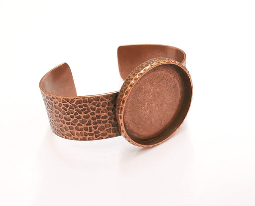 Bracelet blank Resin cuff dry flower inlay blank Cuff bezel glass Cabochon base hammered adjustable Antique copper (35mm ) G23529