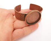 Bracelet blank Resin cuff dry flower inlay blank Cuff bezel glass Cabochon base hammered adjustable Antique copper (35mm ) G23529