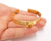Bracelet blank resin cuff dry flower inlay blank Cuff bezel glass Cabochon base hammered adjustable Shiny gold plated (10x8mm ) G23530