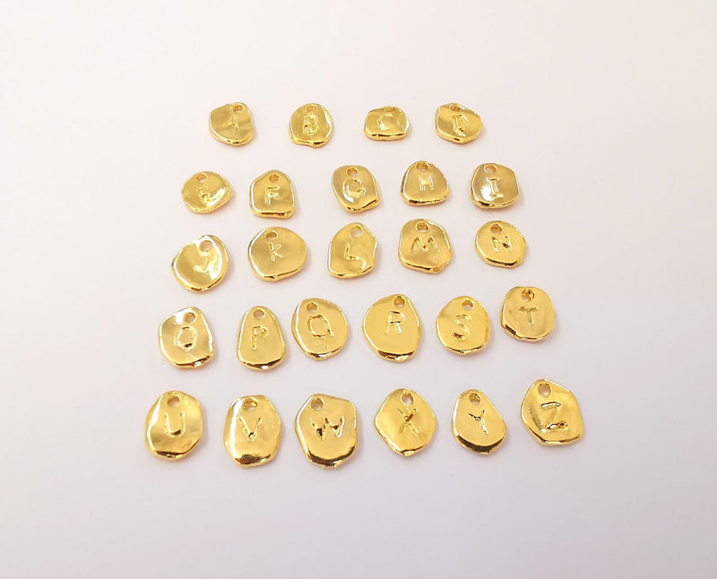 Initial letter charm,Personalized Initial, Add on letter, Add on initial, 24K Shiny gold plated initial charm, Alphabet Charms 10x7mm G23527