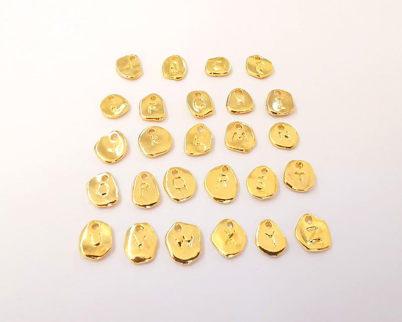 Initial letter charm,Personalized Initial, Add on letter, Add on initial, 24K Shiny gold plated initial charm, Alphabet Charms 10x7mm G23527