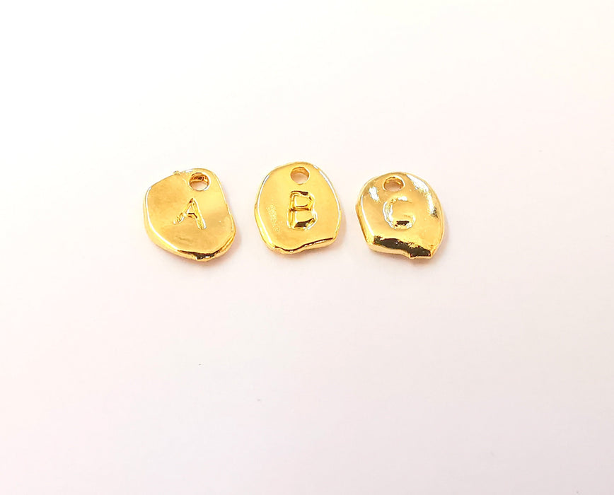 Initial letter charm,Personalized Initial, Add on letter, Add on initial, 24K Shiny gold plated initial charm, Alphabet Charms 10x7mm G23527